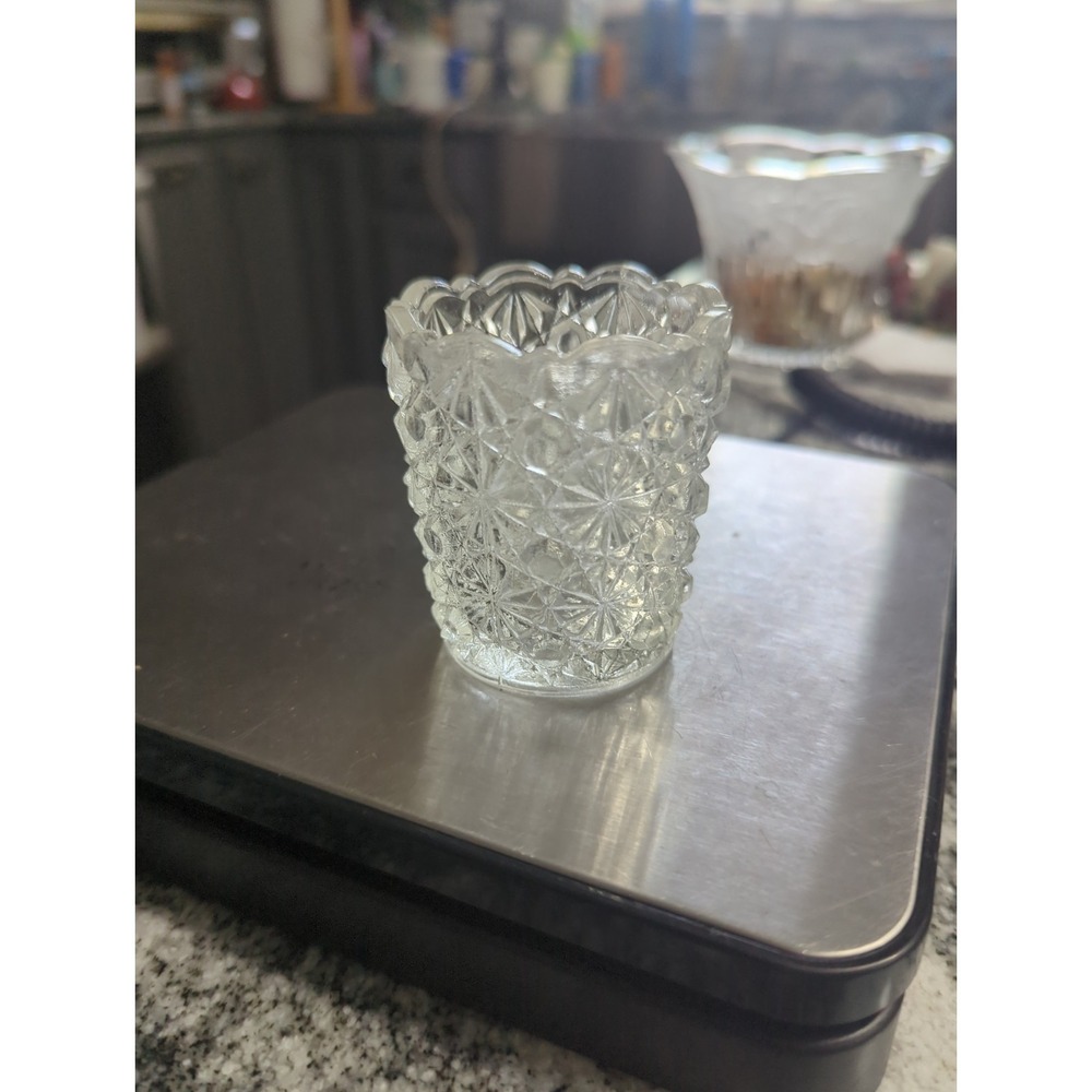 Vintage Mosser Glass Clear Daisy & Button Vintage Toothpick Holder